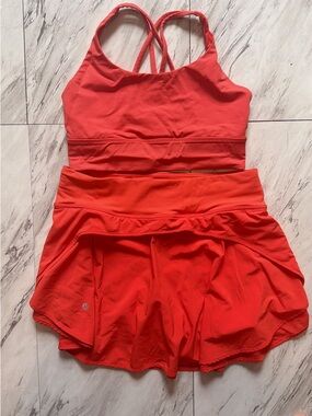 Lululemon Energy bra Red Skirted Athletic Set - Sports Bra + Skirt